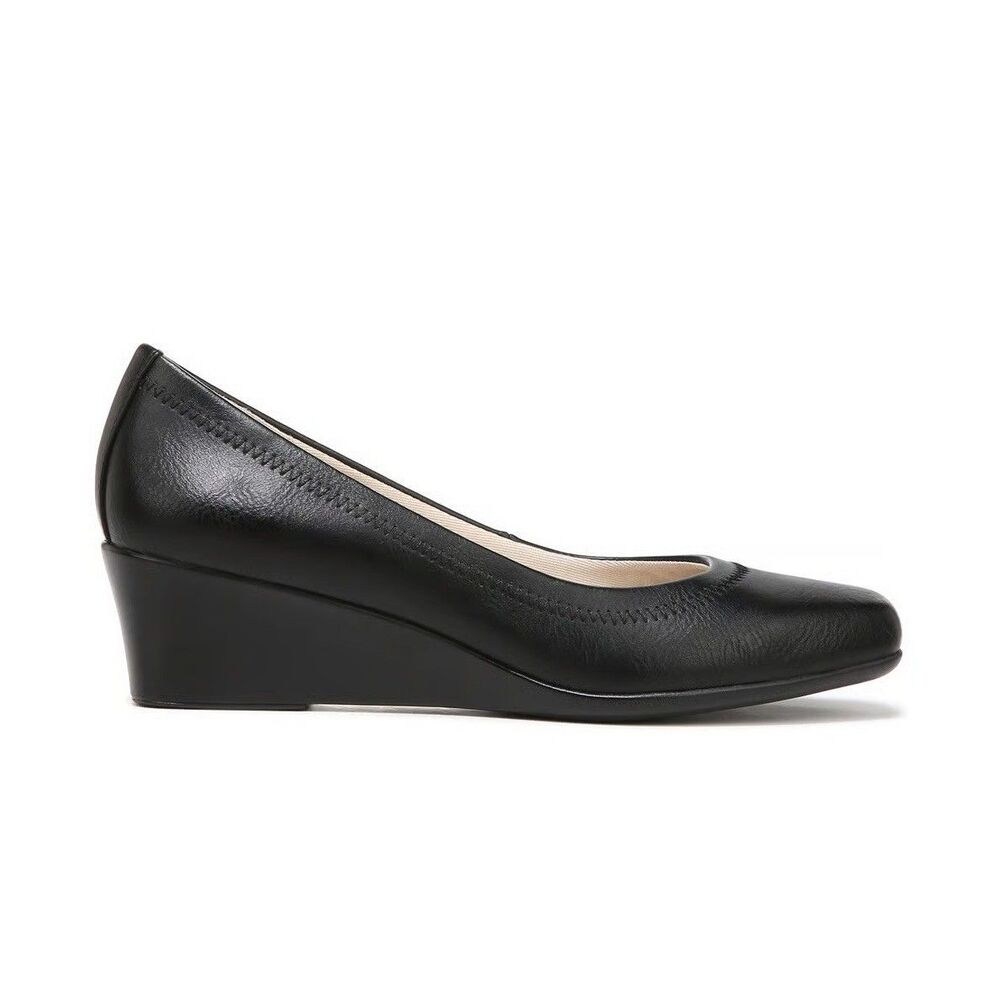 Life Stride Womens 7 W Black Cowgirl Groovy Wedge Heels NIB RJ3